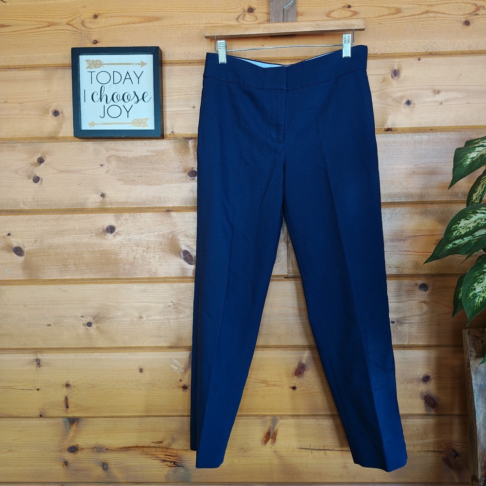 M. Michael Kors Navy Blue Trousers Slim Slit Split Ankle Pant Stretch Waist Sz 4